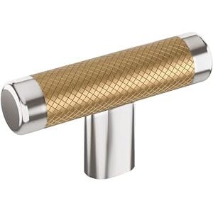 Amerock Esquire 2-5/8 inch (67mm) Length Polished Nickel/Champagne Bronze Cabinet Knob, BP36556PNCZ Amerock Esquire 2-5/8 inch (67mm) Length Polished Nickel/Champagne Bronze Cabinet Knob, BP36556PNCZ