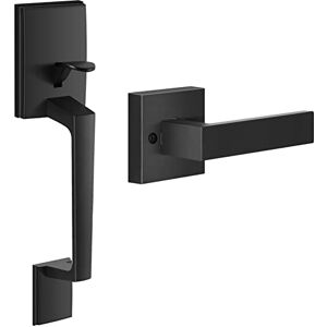 voxmude Front Door Handle, Single Cylinder Exterior Door Entry Handle with Door Lever, German Forging Technology Door Handle Set for House, Lever Reversible for Right and Left Sided Doors (Matte Black) voxmude Front Door Handle, Single Cylinder Exterior Door Entry Handle with Door Lever, German Forging Technology Door Handle Set for House, Lever Reversible for Right and Left Sided Doors (Matte Black)