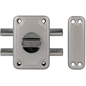 Amig Overlap Lock with 2 Locking Pins and Internal Crutch for Wooden Doors Mod. 82-96 x 66 mm Latch with Round Security Cylinder Silver Enamelled Steel Amig Overlap Lock with 2 Locking Pins and Internal Crutch for Wooden Doors Mod. 82-96 x 66 mm Latch with Round Security Cylinder Silver Enamelled Steel