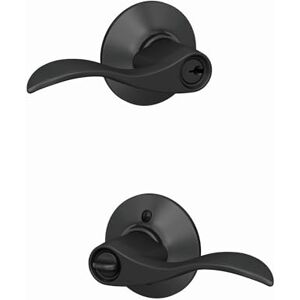 SCHLAGE F51AACC622, Keyed Entry, Matte Black F51A Acc 622 Accent Door Lever, Lock SCHLAGE F51AACC622, Keyed Entry, Matte Black F51A Acc 622 Accent Door Lever, Lock
