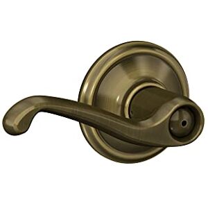 SCHLAGE F40FLA609 Flair F40 Flat Wave Reversible Door Lever Lockset, Solid, Antique Brass SCHLAGE F40FLA609 Flair F40 Flat Wave Reversible Door Lever Lockset, Solid, Antique Brass