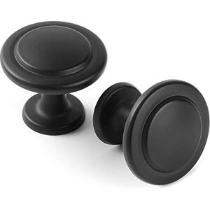 KOOFIZO Stepped Round Cabinet Knob Black Pull Handle (Dia.31mm / 1.2 Inch), 10-Pack for Kitchen Cupboard Door, Bedroom Dresser Drawer, Bathroom Wardrobe Hardware KOOFIZO Stepped Round Cabinet Knob Black Pull Handle (Dia.31mm / 1.2 Inch), 10-Pack for Kitchen Cupboard Door, Bedroom Dresser Drawer, Bathroom Wardrobe Hardware