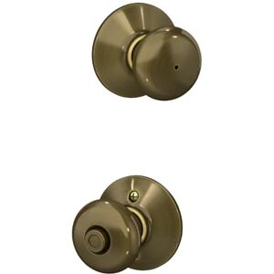 SCHLAGE F40PLY 609 16-080 10-027 Plymouth Bed and Bath Knob, Antique Brass SCHLAGE F40PLY 609 16-080 10-027 Plymouth Bed and Bath Knob, Antique Brass