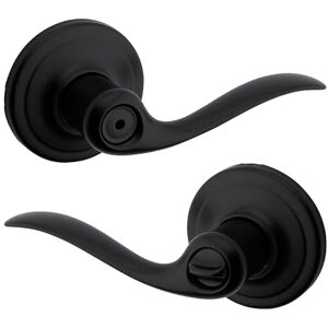 Kwikset Tustin Interior Privacy Door Handle with Lock, Door Lever for Bathroom and Bedroom, Matte Black Reversible Keyless Turn Lock, with Microban Protection Kwikset Tustin Interior Privacy Door Handle with Lock, Door Lever for Bathroom and Bedroom, Matte Black Reversible Keyless Turn Lock, with Microban Protection