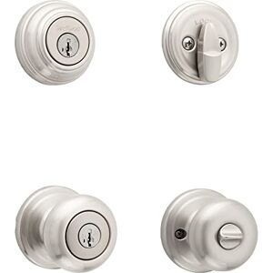 Kwikset Satin Nickel SmartKey Juno Entry Knob & Deadbolt - door knob and deadbolt set Kwikset Satin Nickel SmartKey Juno Entry Knob & Deadbolt - door knob and deadbolt set