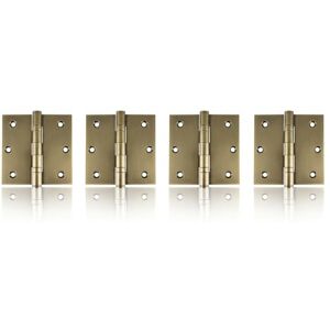 Jdel Set of 4 Antique Hinges – Classic Design for Cabinets, Doors, Chests, Boxes, Retro Vintage Style, Measures 4.0 x 4.0 x 2.5 mm Square Edge – Without Finial and with 2 Bearings Brass English Bronze Jdel Set of 4 Antique Hinges – Classic Design for Cabinets, Doors, Chests, Boxes, Retro Vintage Style, Measures 4.0 x 4.0 x 2.5 mm Square Edge – Without Finial and with 2 Bearings Brass English Bronze