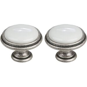 cyclingcolors 2 x Porcelain Ceramic 35mm Drawer Knobs Vintage Antique Style Furniture Knobs Door Handle, Dresser Handle, Cupboard Knob Nickel Pewter Finish Includes Screws cyclingcolors 2 x Porcelain Ceramic 35mm Drawer Knobs Vintage Antique Style Furniture Knobs Door Handle, Dresser Handle, Cupboard Knob Nickel Pewter Finish Includes Screws