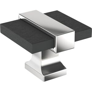 Amerock Overton 1-3/8 inch (35mm) Length Brushed Matte Black/Polished Chrome Cabinet Knob, BP36680BMB26 Amerock Overton 1-3/8 inch (35mm) Length Brushed Matte Black/Polished Chrome Cabinet Knob, BP36680BMB26