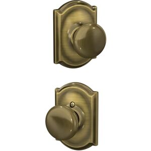 SCHLAGE F10 PLY 609 CAM Camelot Collection Plymouth Passage Knob, Antique Brass SCHLAGE F10 PLY 609 CAM Camelot Collection Plymouth Passage Knob, Antique Brass
