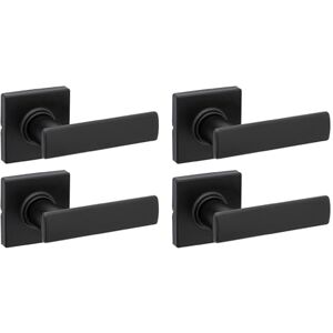 Kwikset Breton Square Hall/Closet Lever Featuring Microban in Matte Black (4-Pack) Kwikset Breton Square Hall/Closet Lever Featuring Microban in Matte Black (4-Pack)