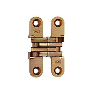 SOSS 204CUS4 Model #204 Mortise Mount Invisible Hinges with 4 Holes, Zinc, Satin Brass Finish, 2-3/8" Leaf Height, 1/2" Leaf Width, 23/32" Leaf Thickness, 7 x 1-1/4" Screw Size (1 Pair) SOSS 204CUS4 Model #204 Mortise Mount Invisible Hinges with 4 Holes, Zinc, Satin Brass Finish, 2-3/8" Leaf Height, 1/2" Leaf Width, 23/32" Leaf Thickness, 7 x 1-1/4" Screw Size (1 Pair)