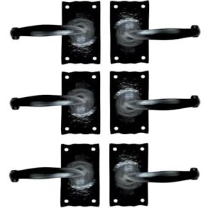 Centurion Tudor Antique Door Handles Pack of 3 Pairs Black Traditional Wrought Iron Lever Latch Handles for Interior & Exterior Wooden Doors Centurion Tudor Antique Door Handles Pack of 3 Pairs Black Traditional Wrought Iron Lever Latch Handles for Interior & Exterior Wooden Doors