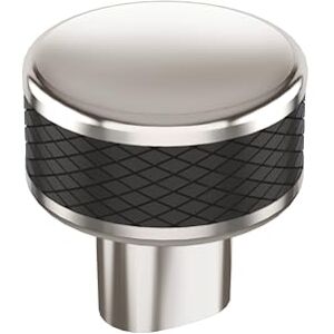Amerock Esquire 1-1/4 inch (32mm) Diameter Polished Nickel/Black Bronze Cabinet Knob, BP36554PNBBR Amerock Esquire 1-1/4 inch (32mm) Diameter Polished Nickel/Black Bronze Cabinet Knob, BP36554PNBBR