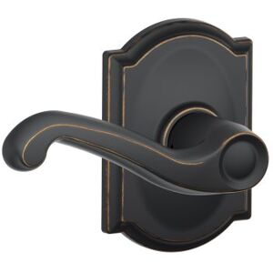 SCHLAGE F10 FLA 716 CAM Camelot Collection Flair Passage Lever, Aged Bronze SCHLAGE F10 FLA 716 CAM Camelot Collection Flair Passage Lever, Aged Bronze