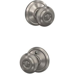 SCHLAGE F10 GEO 619 Georgian Door Knob, Hall & Closet Passage Lock, Satin Nickel SCHLAGE F10 GEO 619 Georgian Door Knob, Hall & Closet Passage Lock, Satin Nickel
