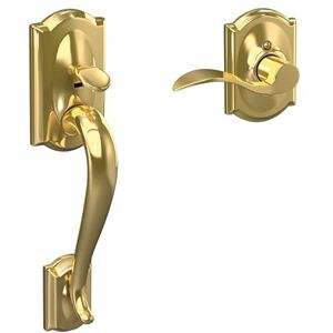 SCHLAGE FE285 605 Acc CAM RH Lower Half Handleset, Bright Brass, Camelot Interior Trim SCHLAGE FE285 605 Acc CAM RH Lower Half Handleset, Bright Brass, Camelot Interior Trim