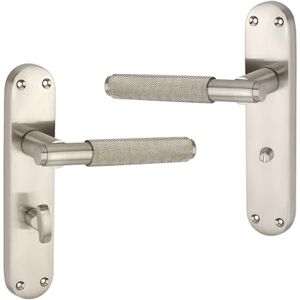 Infinity Knurled Internal Lever Latch Privacy Door Handle on Backplate Pair Satin Nickel Bathroom Handles 185mm – Ideal for Interior & Exterior Doors Infinity Knurled Internal Lever Latch Privacy Door Handle on Backplate Pair Satin Nickel Bathroom Handles 185mm – Ideal for Interior & Exterior Doors