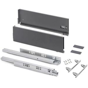 Emuca Vertex with 3D Regulation External Drawer, Height 178mm, 40kg, Board Thickness of 18mm, Depth 500mm, Steel, Anthracite Grey Emuca Vertex with 3D Regulation External Drawer, Height 178mm, 40kg, Board Thickness of 18mm, Depth 500mm, Steel, Anthracite Grey