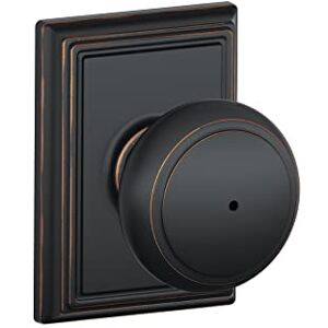 SCHLAGE F40AND716ADD Addison Collection Andover Privacy Knob, Aged Bronze SCHLAGE F40AND716ADD Addison Collection Andover Privacy Knob, Aged Bronze