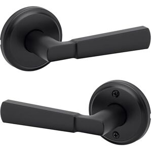 Kwikset Perth Interior Passage Door Handle, Lever for Closet and Hallway Doors, Reversible Non-Locking Handle Lever, Matte Black, with Microban Protection Kwikset Perth Interior Passage Door Handle, Lever for Closet and Hallway Doors, Reversible Non-Locking Handle Lever, Matte Black, with Microban Protection
