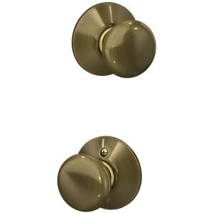 SCHLAGE F10 PLY 609 16-080 10-027 Plymouth Hall and Closet Knob, Antique Brass Lock Company SCHLAGE F10 PLY 609 16-080 10-027 Plymouth Hall and Closet Knob, Antique Brass Lock Company