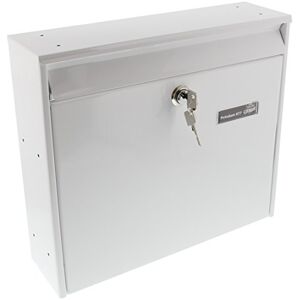 Burg-Wächter System Letter Box Without Newspaper Compartment with Name Plate with Opening Stop, Galvanised Steel, DIN C4 Slot Format, Includes 2 Keys, Potsdam 877 W Perforated, White (Similar to RAL Burg-Wächter System Letter Box Without Newspaper Compartment with Name Plate with Opening Stop, Galvanised Steel, DIN C4 Slot Format, Includes 2 Keys, Potsdam 877 W Perforated, White (Similar to RAL