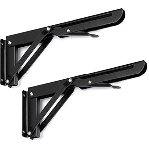 SUMNACON Sturdy Folding Shelf Brackets Heavy Duty Metal Triangle Table Bench Folding Shelf Bracket 10 Inch, 2 Pcs Folding Shelf Hinge Wall Mounted, Max Load 132lb (Black) SUMNACON Sturdy Folding Shelf Brackets Heavy Duty Metal Triangle Table Bench Folding Shelf Bracket 10 Inch, 2 Pcs Folding Shelf Hinge Wall Mounted, Max Load 132lb (Black)