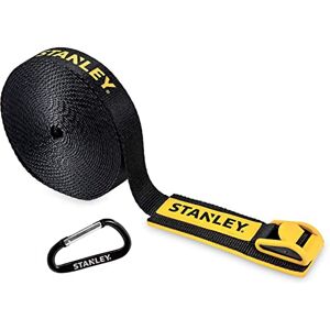Stanley 1" x 19.6 ft Heavy Duty Tie Down Lashing Strap w/Hooks Plastic Encased & Padded Metal Cam Buckle Strong Industrial Webbing Ratchet Supports 1000 lbs of Cargo, Black Stanley 1" x 19.6 ft Heavy Duty Tie Down Lashing Strap w/Hooks Plastic Encased & Padded Metal Cam Buckle Strong Industrial Webbing Ratchet Supports 1000 lbs of Cargo, Black