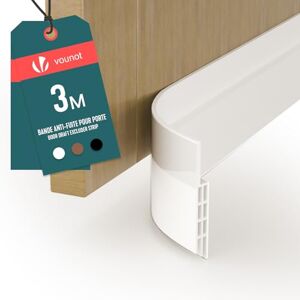 VOUNOT ® Door Draught Excluder Strip, Draft Excluder Under Door for Energy Saving, Soundproof, Weatherproof, Dust Reduction Door Seal for Home, Entrance, 300x5cm, White VOUNOT ® Door Draught Excluder Strip, Draft Excluder Under Door for Energy Saving, Soundproof, Weatherproof, Dust Reduction Door Seal for Home, Entrance, 300x5cm, White