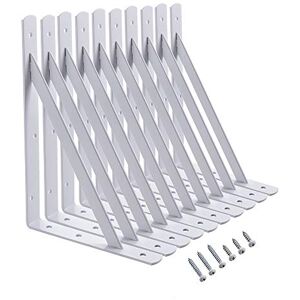 Home Master Hardware 12 inch x 8 inch Heavy Duty Shelf L Brackets Shelf Support Corner Brace Joint Right Angle Bracket White with Screws - Shelf Support Bracket Home Master Hardware 12 inch x 8 inch Heavy Duty Shelf L Brackets Shelf Support Corner Brace Joint Right Angle Bracket White with Screws - Shelf Support Bracket