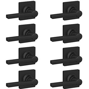 Lock Scout Straight Lever with Square Trim Hall and Closet Door Handle, Matte Black Finish, 8 Pack Lock Scout Straight Lever with Square Trim Hall and Closet Door Handle, Matte Black Finish, 8 Pack