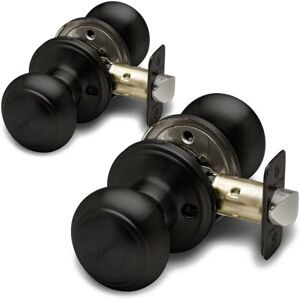 Copper Creek Matte Black Door Knobs Round Colonial Knob, Non-Locking Passage Handle, Keyless Lockset, Fits All Standard Doors for Home Improvement, Hallway, Closet, Bedroom, Bathroom, 2 Pack Copper Creek Matte Black Door Knobs Round Colonial Knob, Non-Locking Passage Handle, Keyless Lockset, Fits All Standard Doors for Home Improvement, Hallway, Closet, Bedroom, Bathroom, 2 Pack