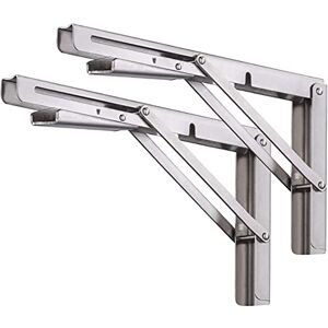 Pynsseu Folding Shelf Brackets 12 Inch, Heavy Duty Stainless Steel Collapsible Wall Mounted Shelf Bracket for DIY Table Work Bench, Space Saving DIY Bracket, 2 Pack, Pynsseu Folding Shelf Brackets 12 Inch, Heavy Duty Stainless Steel Collapsible Wall Mounted Shelf Bracket for DIY Table Work Bench, Space Saving DIY Bracket, 2 Pack,