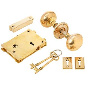 Ironmongery World ® 4" X 3" Old Vintage Victorian Style Solid Brass Cottage Lock KNOB Set (Option 1-55MM Rim KNOB Set with Rim Lock) Ironmongery World ® 4" X 3" Old Vintage Victorian Style Solid Brass Cottage Lock KNOB Set (Option 1-55MM Rim KNOB Set with Rim Lock)