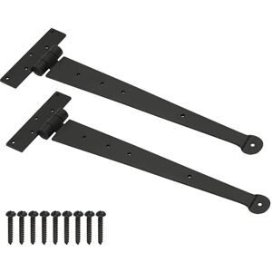 Infinity 15" (375mm) Traditional Hand Forged Iron Penny End T Hinges (2Pcs) in Black Beeswax Finish for Wooden Garden Outdoor Gates Infinity 15" (375mm) Traditional Hand Forged Iron Penny End T Hinges (2Pcs) in Black Beeswax Finish for Wooden Garden Outdoor Gates