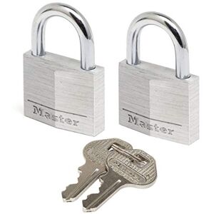 Master Lock 9130EURT Pack of 2 Key Padlocks in Aluminium, Grey, 3 x 5,2 x 1,6 cm Master Lock 9130EURT Pack of 2 Key Padlocks in Aluminium, Grey, 3 x 5,2 x 1,6 cm