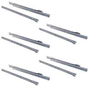 Emuca Drawer runners 400mm with partial extension in silver grey colour, set of 5 sliders for drawer Emuca Drawer runners 400mm with partial extension in silver grey colour, set of 5 sliders for drawer