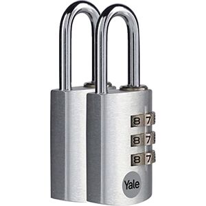 Yale YE3CB/28/126/1/S Standard Security 28mm Aluminum Combination Padlock Silver Open Steel Shackle 3 Digit Combination Lock Yale YE3CB/28/126/1/S Standard Security 28mm Aluminum Combination Padlock Silver Open Steel Shackle 3 Digit Combination Lock