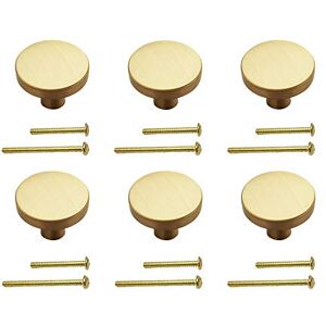 Tokatuker 6 Pack 30MM Solid Brass Cabinet Knob Gold Pull Mushroom Style Round Dresser Knob Drawer Handle (1.2" Round) Tokatuker 6 Pack 30MM Solid Brass Cabinet Knob Gold Pull Mushroom Style Round Dresser Knob Drawer Handle (1.2" Round)
