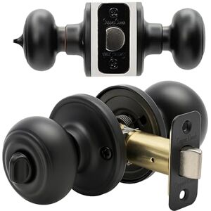 Copper Creek Model Round Colonial Matte Black Door Knob - Interior Bedroom Bath Locking Copper Creek Model Round Colonial Matte Black Door Knob - Interior Bedroom Bath Locking