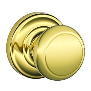 SCHLAGE Andover Passage Knob, Andover Rose, Bright Brass SCHLAGE Andover Passage Knob, Andover Rose, Bright Brass