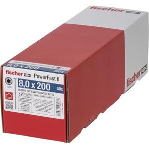 fischer PowerFast II WTP 8.0 x 200, Powerful Wood Screws with Flat Head, Inner Star Receptacle and Partial Thread, for Structural Wood Construction, Pack of 50 fischer PowerFast II WTP 8.0 x 200, Powerful Wood Screws with Flat Head, Inner Star Receptacle and Partial Thread, for Structural Wood Construction, Pack of 50