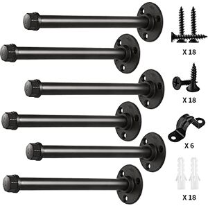 Eledom Pipe Shelf Brackets 12 Inch Black Heavy Duty Industrial Iron Support Eledom Pipe Shelf Brackets 12 Inch Black Heavy Duty Industrial Iron Support