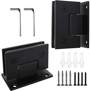 HNBun 2Pack Glass Shower Door Hinges, 90 Degree Shower Hinges Replacement Parts with Mounting Hardware, Stainless Steel Bathroom Gate Clamp for 3/8” to 1/2”Glass, Black HNBun 2Pack Glass Shower Door Hinges, 90 Degree Shower Hinges Replacement Parts with Mounting Hardware, Stainless Steel Bathroom Gate Clamp for 3/8” to 1/2”Glass, Black