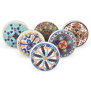 KPAVIR Handmade Set of 6 Antique Look Ceramic Drawer Knobs for Home, Kitchen, Bathroom or Office Comes with Bolts, Washer KPAVIR Handmade Set of 6 Antique Look Ceramic Drawer Knobs for Home, Kitchen, Bathroom or Office Comes with Bolts, Washer