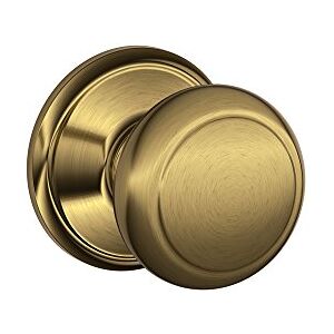 SCHLAGE F10 and 609 16-080 10-027 Andover Hall and Closet Knob, Antique Brass SCHLAGE F10 and 609 16-080 10-027 Andover Hall and Closet Knob, Antique Brass