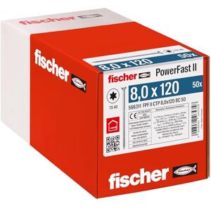fischer PowerFast II CTP 8.0 x 120, powerful wood screws with countersunk head, inner star receptacle and partial thread, for constructive timber construction, pack of 50 fischer PowerFast II CTP 8.0 x 120, powerful wood screws with countersunk head, inner star receptacle and partial thread, for constructive timber construction, pack of 50