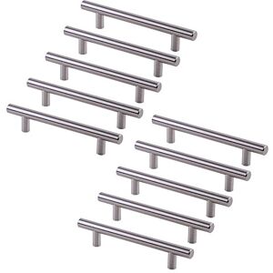 Emuca Set of 10 furniture handles, Ø12mm, 192mm hole centres, satin nickel steel Emuca Set of 10 furniture handles, Ø12mm, 192mm hole centres, satin nickel steel