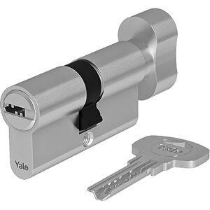 Yale Europrofil Cylinder 1000 Plus Series Rotary Knob Cylinder 30/40 mm Matt Nickel with 5 Keys for Home Doors with Comfortable Operation Yale Europrofil Cylinder 1000 Plus Series Rotary Knob Cylinder 30/40 mm Matt Nickel with 5 Keys for Home Doors with Comfortable Operation