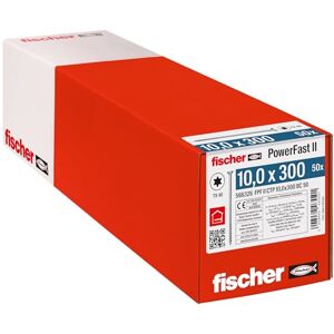 fischer PowerFast II CTP 10.0 x 300, Powerful Countersunk Wood Screws with Internal Star Socket and Partial Thread, for Constructive Wood Construction, Pack of 50 fischer PowerFast II CTP 10.0 x 300, Powerful Countersunk Wood Screws with Internal Star Socket and Partial Thread, for Constructive Wood Construction, Pack of 50